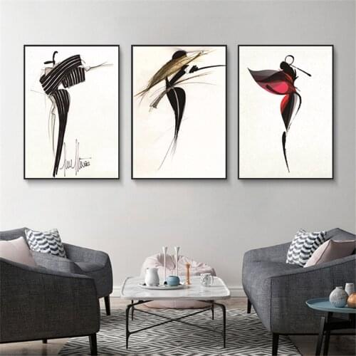 Retro Nostalgic Ballerina Beauty Pictures Simple Modern Living Room Decor Painting Nordic Decoration Home Canvas Wall Art Poster