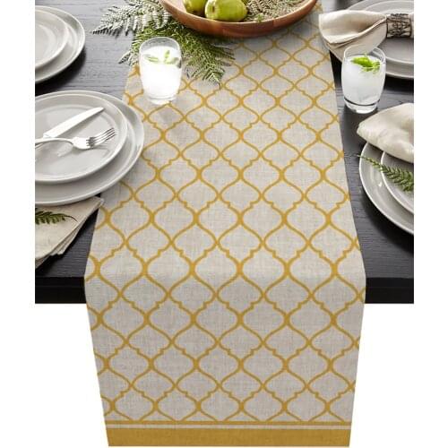 Country Style Morocco Yellow Table Runner Luxury Wedding Decoration Table Cover Christmas Decoration Tablecloth