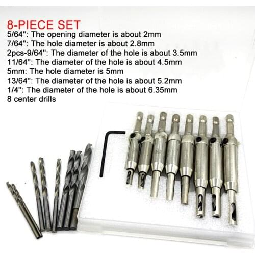 2/2.8/3.5/4.5/5/5.2/6.35mm HSS Self Centering Hinge Center Hexagon Drill Bits Door Cabinet Woodworking Positioning Hole Puncher