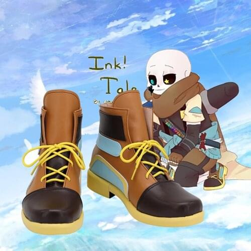 Undertale inksans Cosplay Shoes Boots Anime Undertale inksans Cosplay Boots Brown Shoes Custom Made Halloween Party Accessories