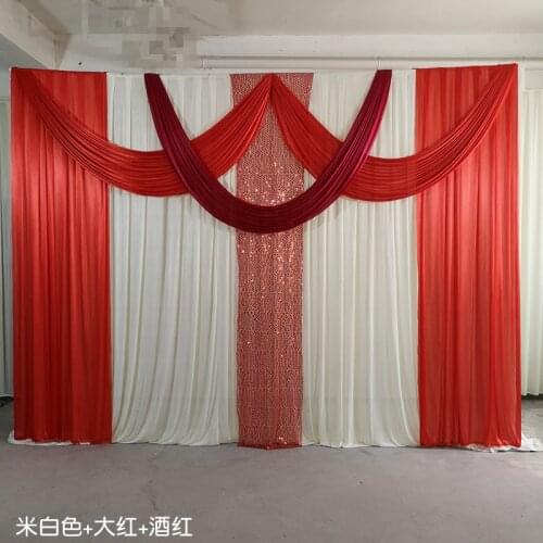 3x4m ice silk chiffon fabric elegant and luxury wedding backdrop swags drape curtain for wedding stage decoration event party