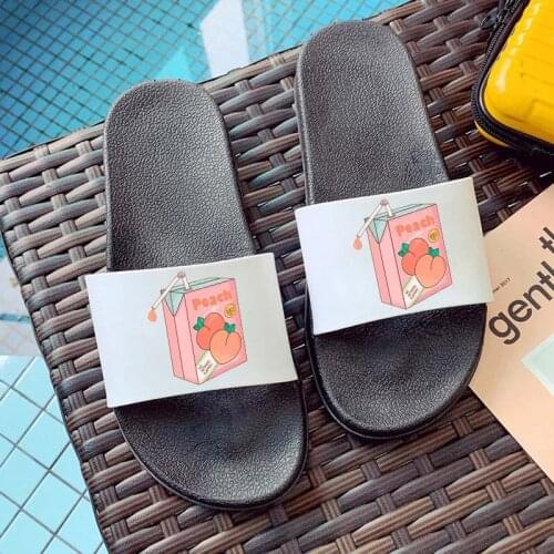 Peach Juice slippers women Beach Flip Flops Cartoon Comfortable Flip Flops shoes woman Girls Flat Shoes Zapatillas Mujer