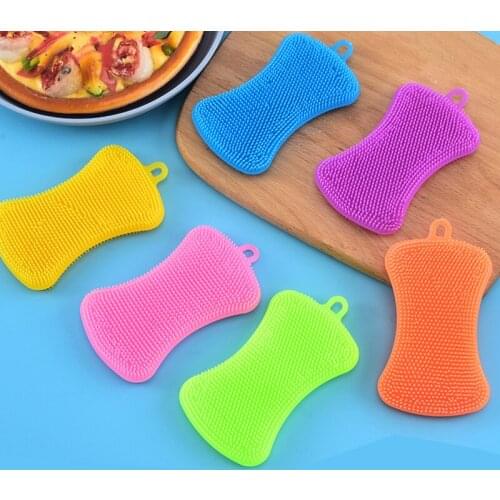 Silicone Cleaning Brush Dishwashing Sponge Multi-functional Fruit Vegetable Cutlery Kitchenware Brushes Kitchen Tools