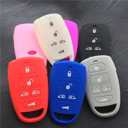 Silicone rubber car key case cover for hyundai For Kia Sedona Mini Van 5 Buttons key case cover shell holder