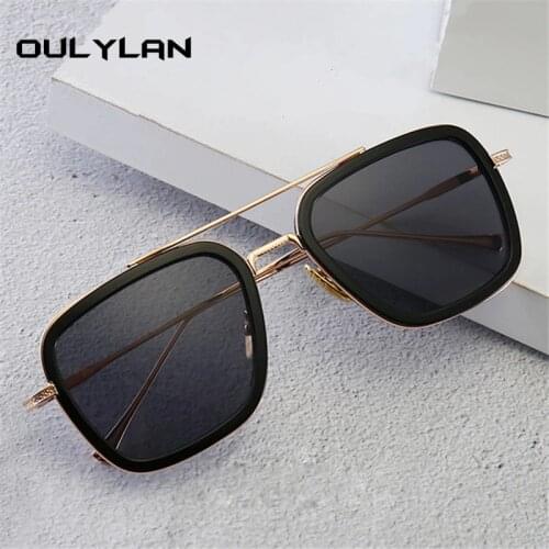 Oulylan Men Steampunk Sunglasses Tony Stark Iron Man Sunglass Retro Vintage Steam Punk Sun Glasses UV400