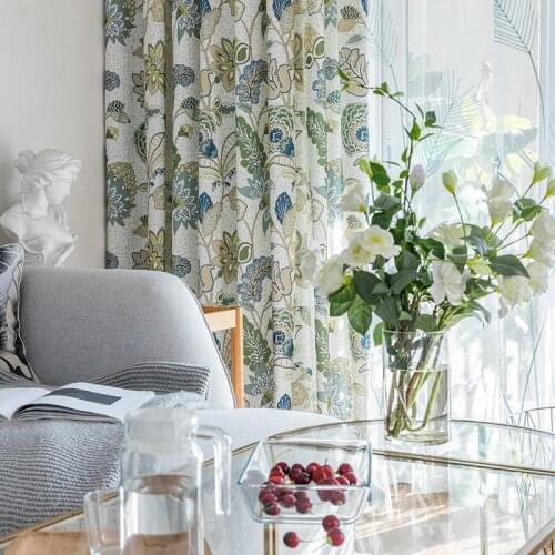 Modern Minimalist Curtains Polyester Cotton Fabric Printed Curtain for Living Dining Room Bedroom Door Curtain Kitchen Curtains