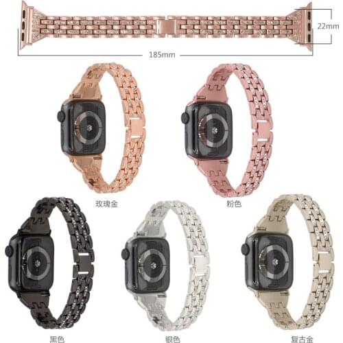2021 Jewelled Glitter Steel Watch Strap for Apple Watch Series SE 6 5 4 Fashion Luxury Watch Bands for iWatch 3 2 1 Woman