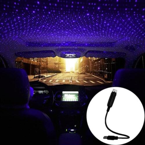 Car Interior Roof LED Star Light USB Atmosphere Starry Sky Night Projector Lamp