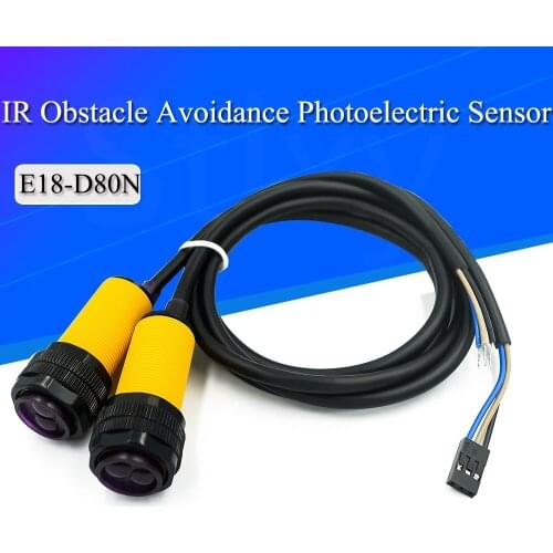 Smart Car Robot E18-D80NK Infrared Obstacle Avoidance Photoelectric Sensor Proximity Switch 3-80cm Detection Range Adjustable