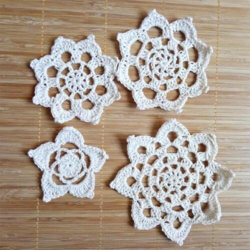 Vintage lace cotton table place mat cloth crochet placemat tea coffee round pad Christmas dining coaster cup mug doily kitchen
