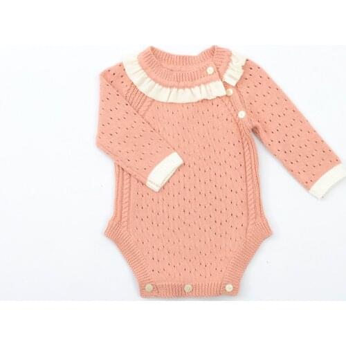 Knitted long sleeve baby girls romper Spring autumn kids jumpsuit toddler girls clothing children Sunsuits outfits
