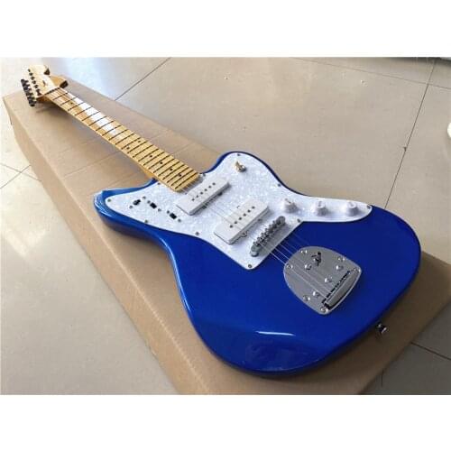 High quality custom metal blue vibrato bridge jazz guitar maple fingerboard can be customized