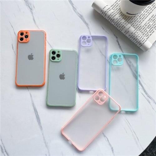 Lens Protection Bumper Phone Cases For iPhone 12 11 Pro XS Max XR X 8 7 6 6S Plus SE 2020 Translucent Shockproof Cover Case