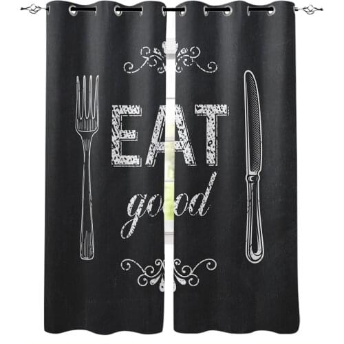Kitchen Knife Fork Eat Good Blackout Curtains For Kitchen Bedroom Kids Room Window Treatment Curtains for Living Room