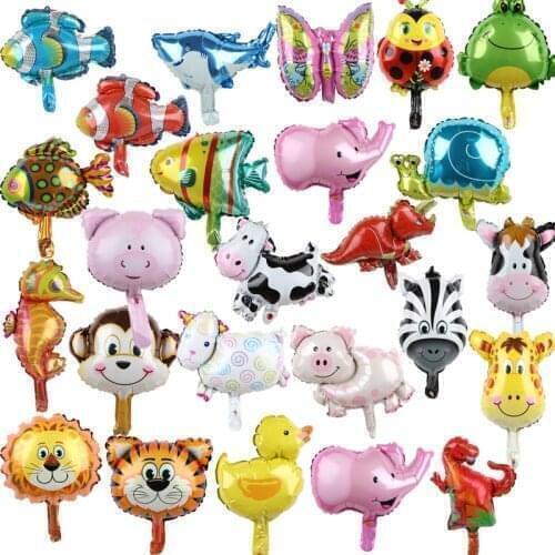 10pcs Mini Animal Foil Balloons Kids Birthday Party Decorations Ocean Fish Animal Inflatable Balls Baby Shower Party Balloons