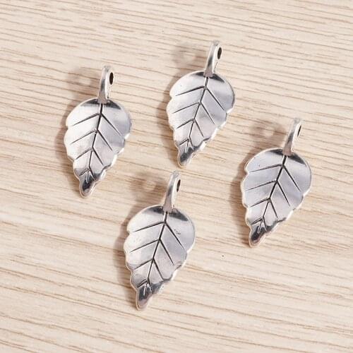10pcs 14*27mm Alloy Silver Color Leaf Charms for Jewelry Making DIY Drop Earrings Pendants Necklaces Handmade Jewelry Findings