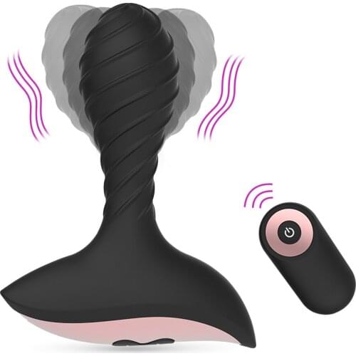 10 Speed Spiral Vibration Male Prostate Massager Vibrator Remote Control Anal Vibrator Butt Plug Male Masturbator Mens Sex Toys