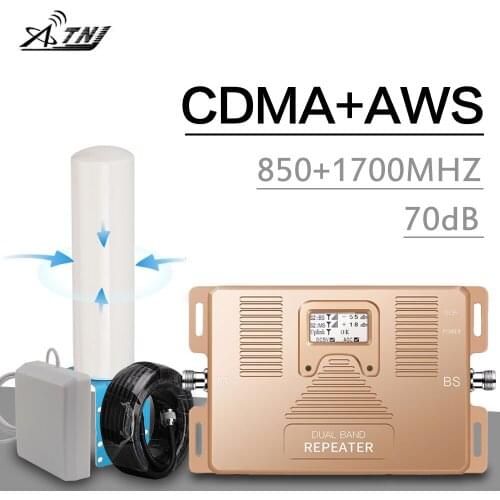 2g 3g 4g Signal Repeater 850 1700 mhz Dual Band Cell phone Booster CDMA AWS WCDMA B5 B4 3G 4G LTE Amplifier 70db Gain Smart LCD