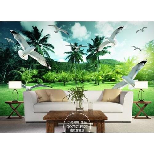 Custom 3D wallpaper for walls 3 d wall murals Tropical forest landscape green background wall murals wallpaper for living room