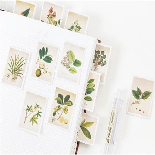 45pcs/pack Cute Plants Album DIY Diary Decorative Paper Sticker Flower Telephone Fashion Office Painting Stamps