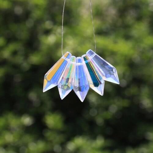 5Pcs Aurora Rainbow Suncatcher Chandelier Crystal Lamp Glass Prism 1.5inch Pendant
