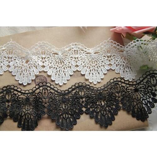 5 Yard / lot Clothes Wedding dress accessory 6cm water soluble black white lace trim DIY manual lace fabric materials
