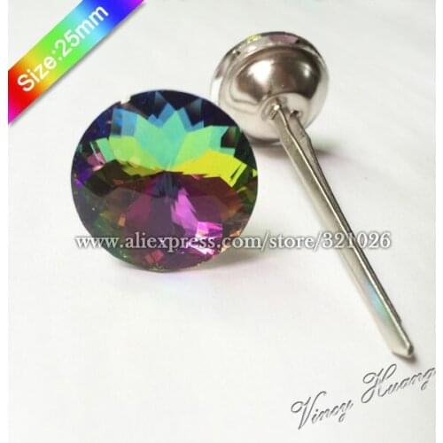 Free shipping 100PCS/LOT 25MM COLORFUL Redbud Crystal Glass Prongs, Crystal Buttons, Upholstery Sofa Buttons, Headboard Buttons