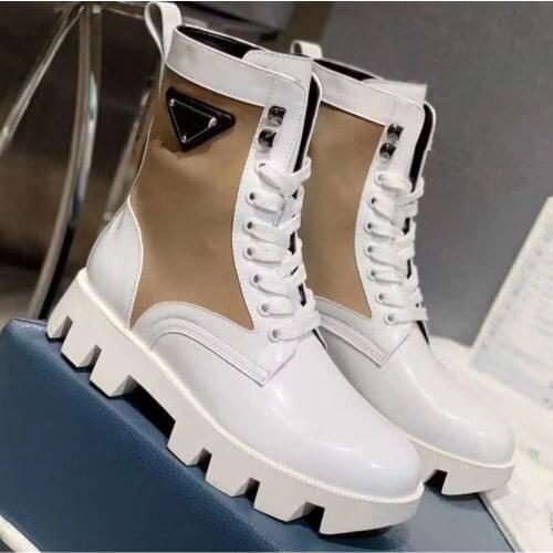 Botines de mujer de varios colores, botas Martin a la moda con cordones, botas de moto de otoño-invierno, zapatos de lona con pl