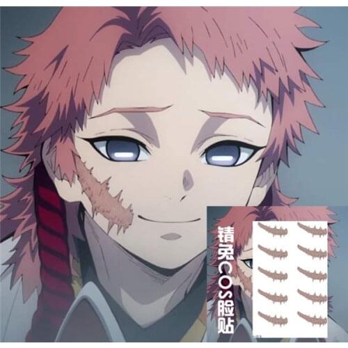 Demon Slayer Sabito Cosplay Temporary Tattoos Sticker Kimetsu no Yaiba Face Tattoo Sticker Halloween Carnival Costume Accessory