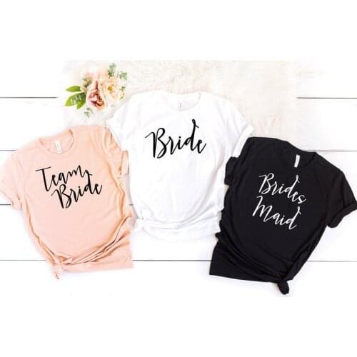 Bachelorette Party Team Bride Bachelorette Unisex Party Shirts Short Sleeve Top Tee Harajuku 100% Cotton Women Tshirts O Neck