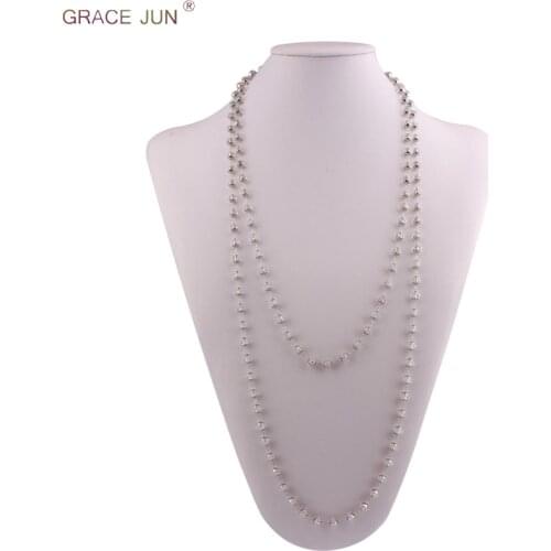 55" /140cm High-grade Handmade Shiny Crystal Long Necklace for Women Party Wedding Gorgeous Pendants Necklace Best Jewelry New