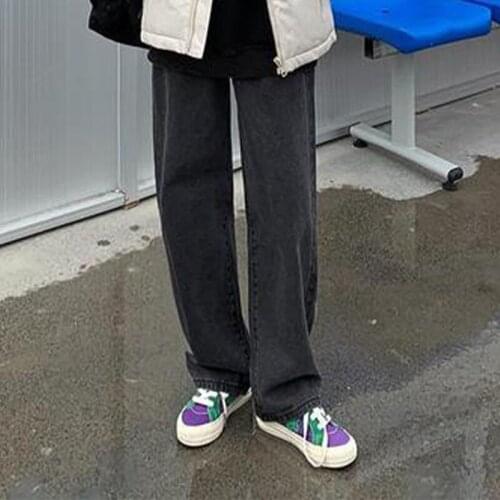 Causal Straight Mom Jeans Women High Waisted Full Length Denim Wide Leg Pants 2021 New Vintage Streetwear Loose Mop Trousers