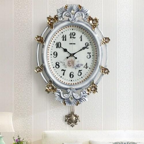 European Large Wall Clock Vintage Silent Living Room Home Retro Pendulum Creative American Clocks Wall Home Decor Still Life