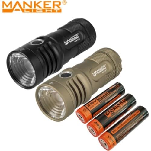 Manker MK37 Ultra High Performance Searchlight 5800 Lumens Flashlight w 3x discharge 3100mAh 18650 Rechargeable Li-ion Battery