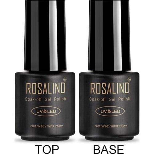 ROSALIND 7ML Base Top Gel Nail Polish Semi Permanent Tempered Top Rein Force Gel Rubber For Gel Varnishes Manicure Nail Art