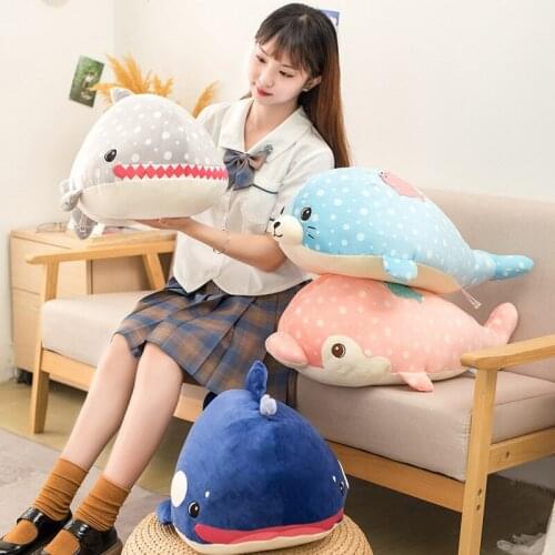 Hot Cute Dolphin Seals Whales Sharks Plush Toys Ocean Alliance Stuffed Down Cotton Fish Pillow Children Girl Boy Birthday Gift