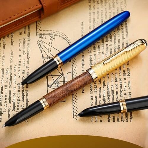 Jinhao 85 Popular Wood Fountain Pen Natural Wooden With Converter Extra Fine 0.38mm Writing Pen Beautiful Color For Choice