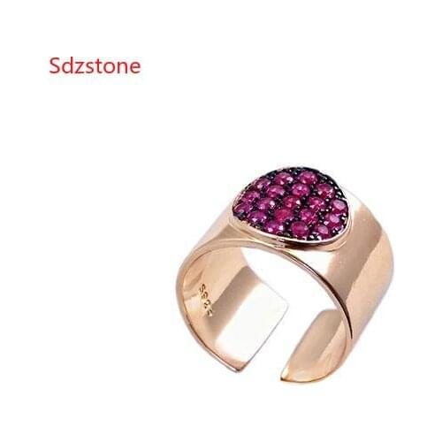 Adjustable Size Fashion Brand Jewelry Micro Pave Green Red Cubic Zirconia Stones Gold Color Big Open Rings for Women