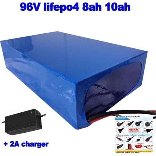 Lifepo4 96v 8ah 10ah LFP lithium iron battery for motorcycle electric vehicle car power tools EV solar backup power + 2A charger