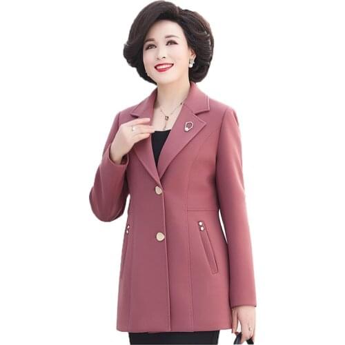 Mothers Windbreaker Women Mid-Length Spring Autumn Trench Coat Plus Size Middle-aged Outerwear Female Loose Top Overcoat R961