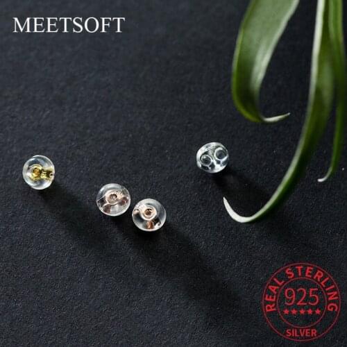 MEETSOFT 10pair/lot Silver Romantic Prevent Allergy Earrings Ear plug Women Semi finished products Jewelry Wholesale Accessory