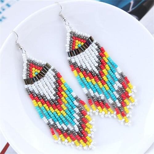 Fashion Ladies Corful Bohemian Tassel Earrings Collection Brincos Bijoux Boho Earrings Colorful Dangle Earrings Jewelry