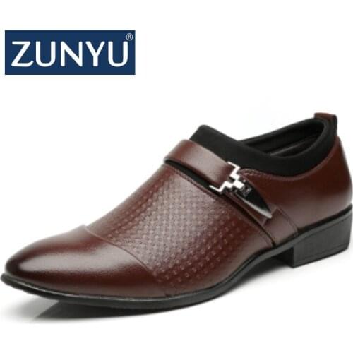 ZUNYU Business Leather Men Casual Shoes Formal Dress Shoes Luxury Office Flats Pointed Toe Men Wedding Shoes Mocassin Homme