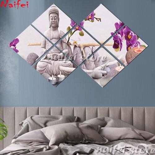 7 pcs set buddha Statue diy Diamond Painting Diamond Embroidery Full square round drilling 5d Diamond Mosaic candle zen stone