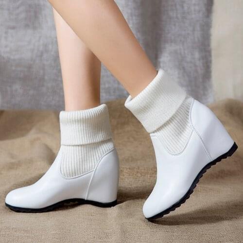 2020 new womens boots round head increased in the wool tube womens boots two wearing boots Мартин сапоги snow boots women 39