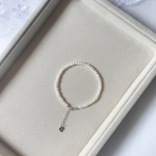 New Natural Freshwater White Pearl 4-5MM Irregular Pearl Bracelet Tibetan silver clasp
