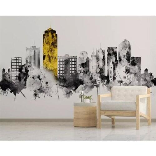 Beibehang Custom wallpaper wall stickers Nordic modern abstract Ink city architecture background wall wall paper home decor