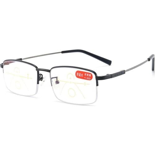 Anti-blue Light HD Smart Zoom Reading Glasses For Women Men Progressive Multi-focus Optical Glasses Half Frame Eyeglasses
