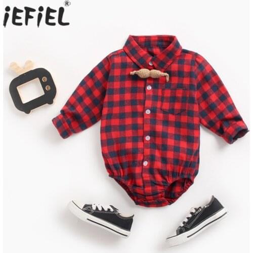 Newborn Baby Boy Clothes Long Sleeve Spring Autumn Gentleman Plaid Baby Jumpsuit Infant Rompers Bodysuit Bebe