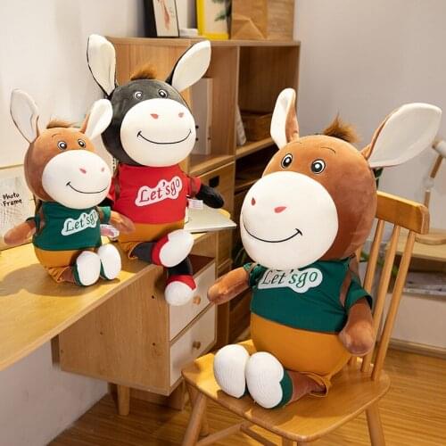35cm-100cm Foolishly Travel Donkey Plush Toy Soft Stuffed Cartoon Animal With Backpack Doll Creative Kids Toy For Birthday Gifts